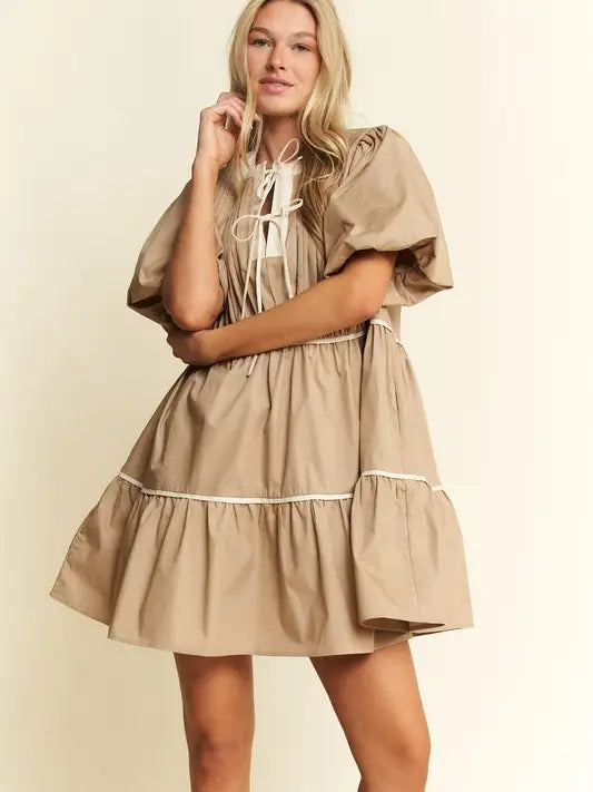 Tan Tiered Dress