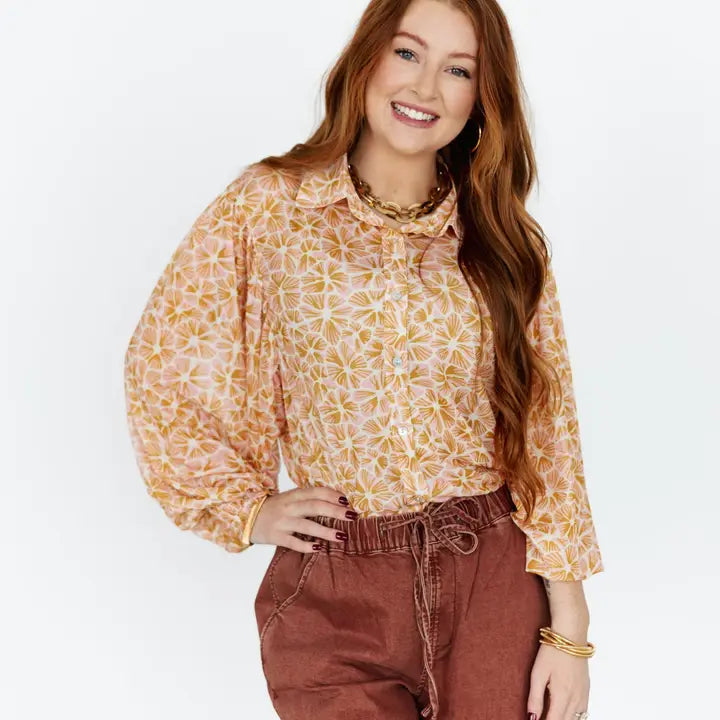 Blush Mustard Floral Top