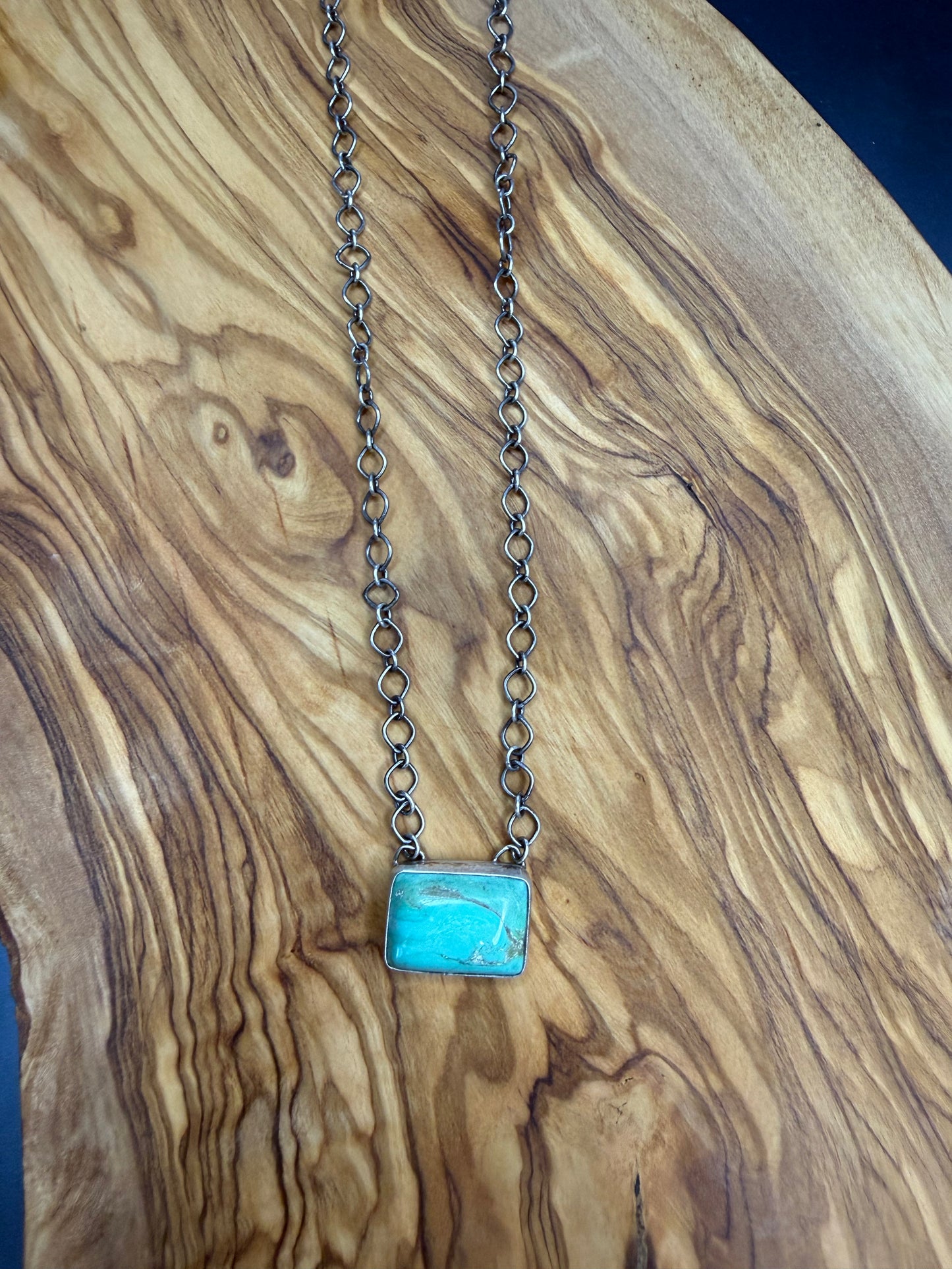 G.RIOS Smoooth Edge Dainty Turquoise Necklace 7.0