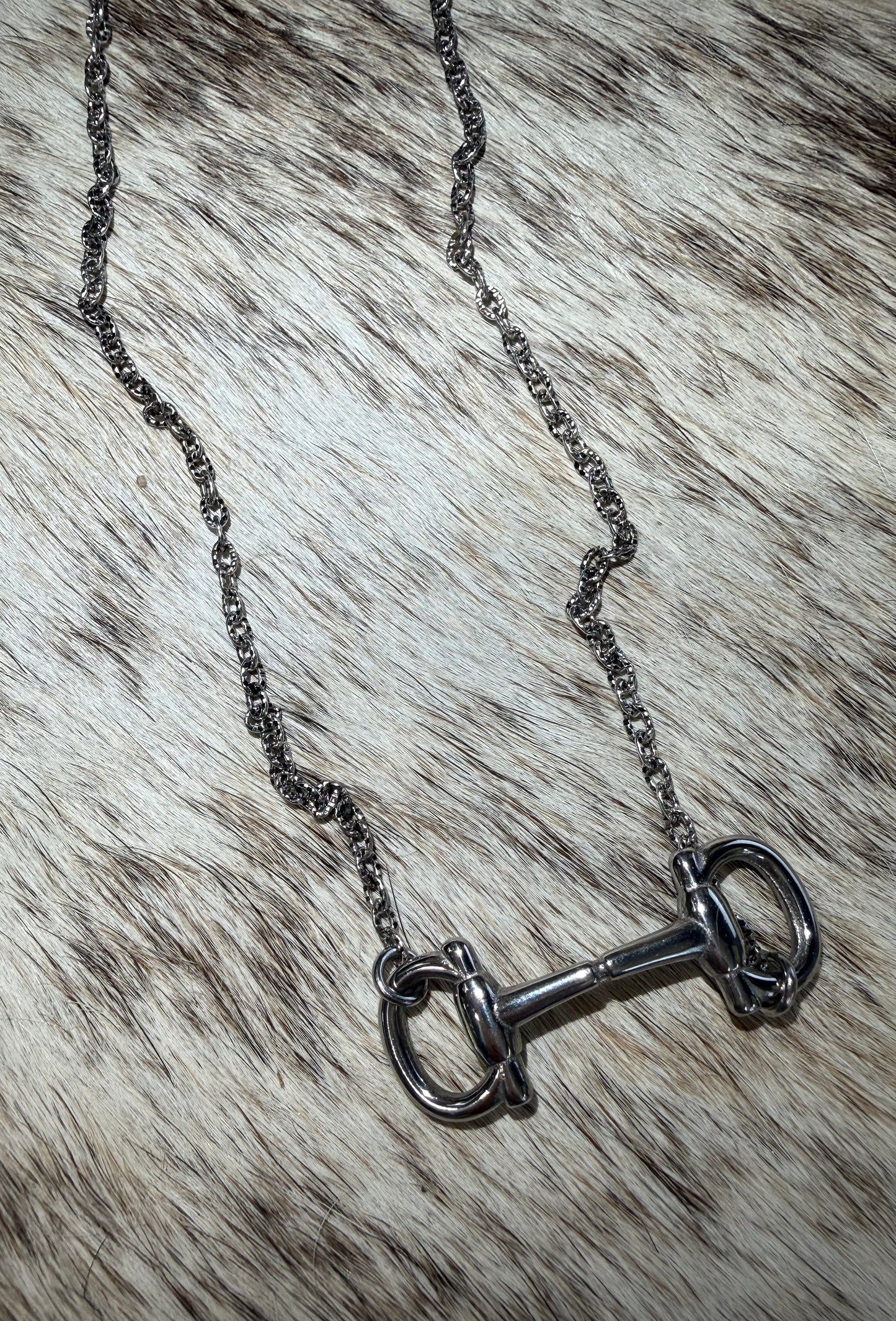 Bit Necklace with Hammered Chain