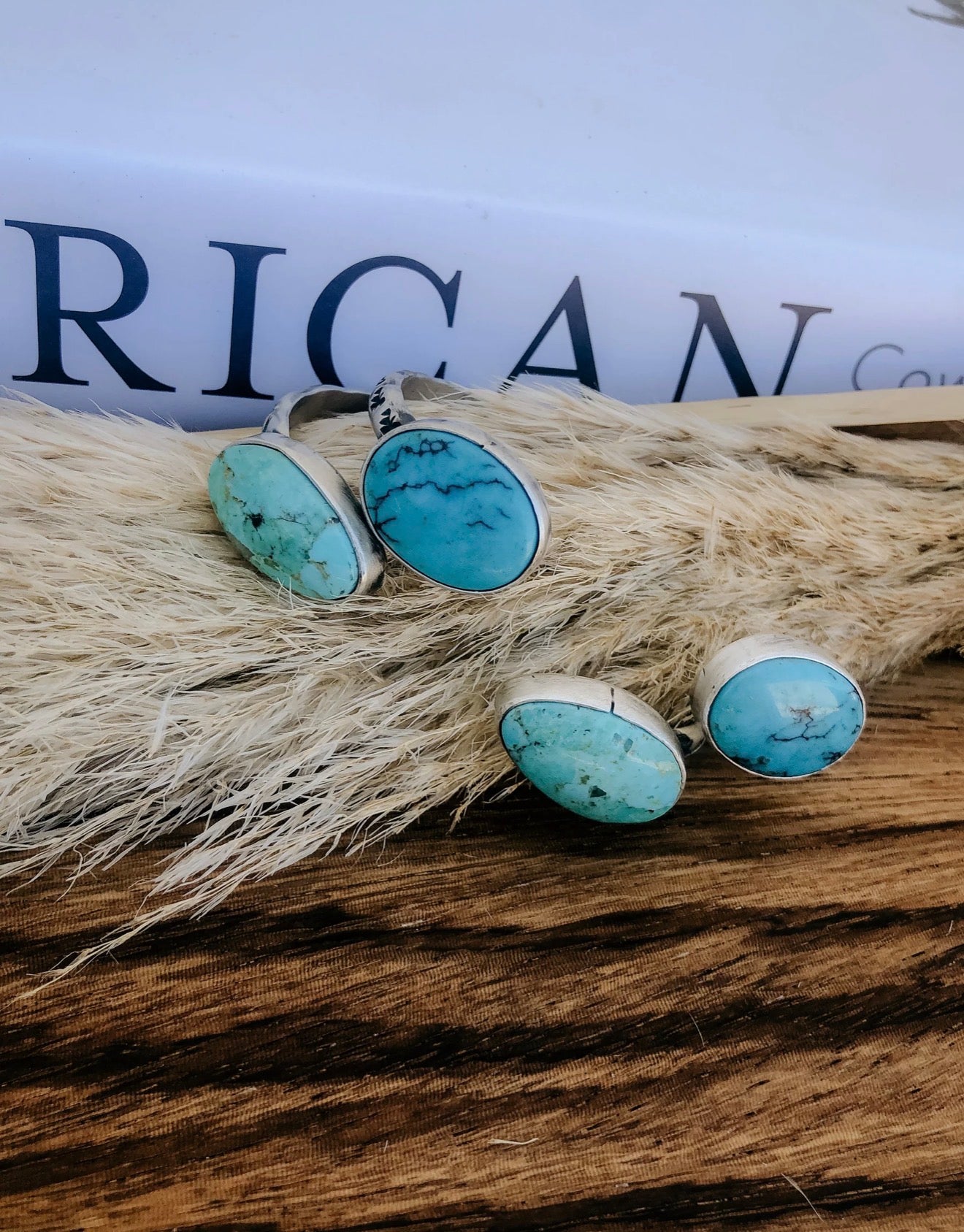 Oval Sterling Silver Floating Turquoise Cuff