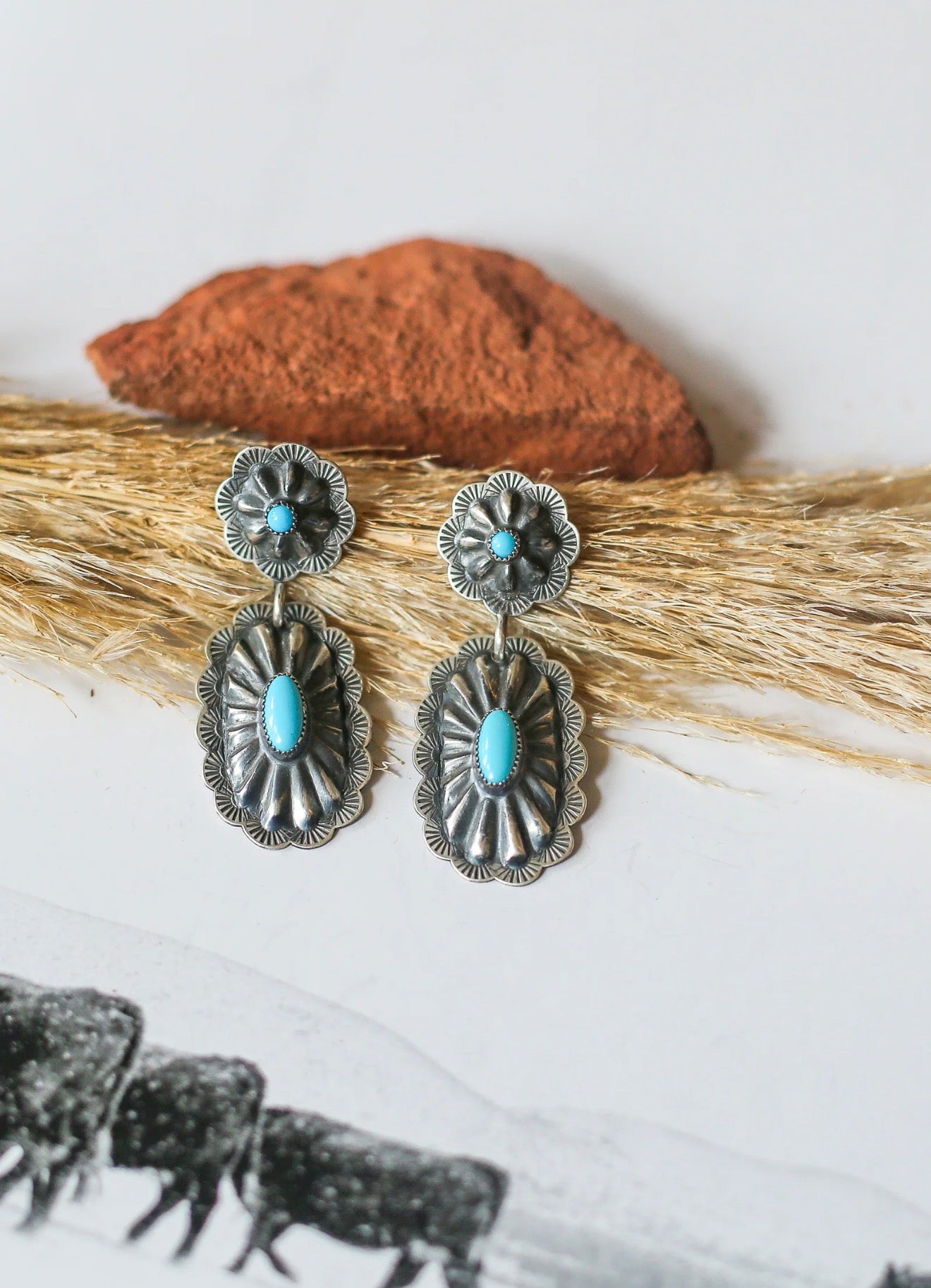 The Kaylor Turquoise and Concho Drop Earrings