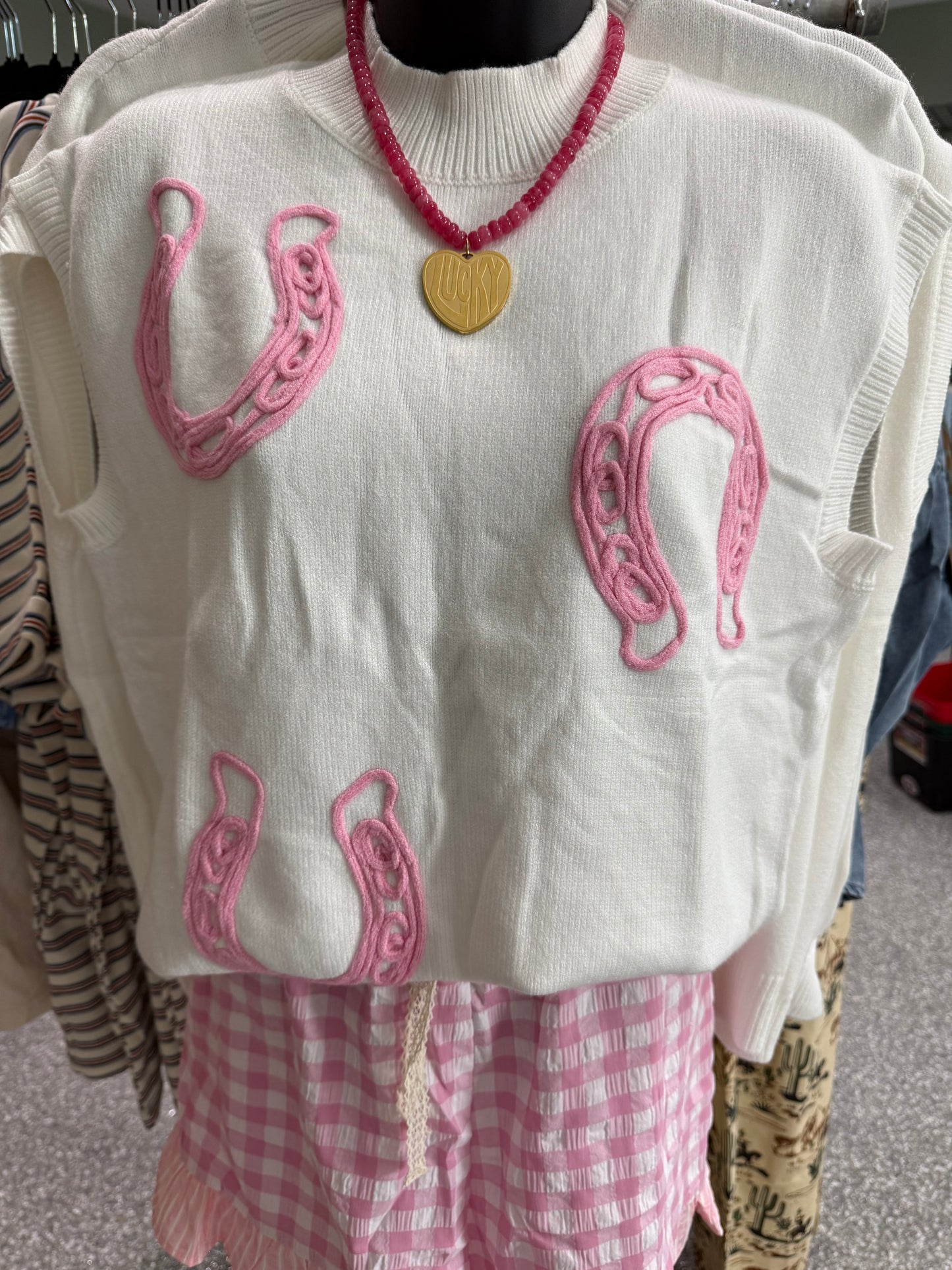 Pink Horseshoe Sweater Top