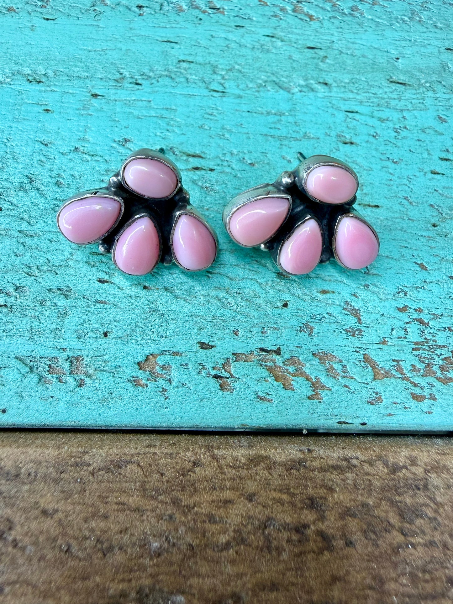 James Pink Conch 4 Stone Earrings