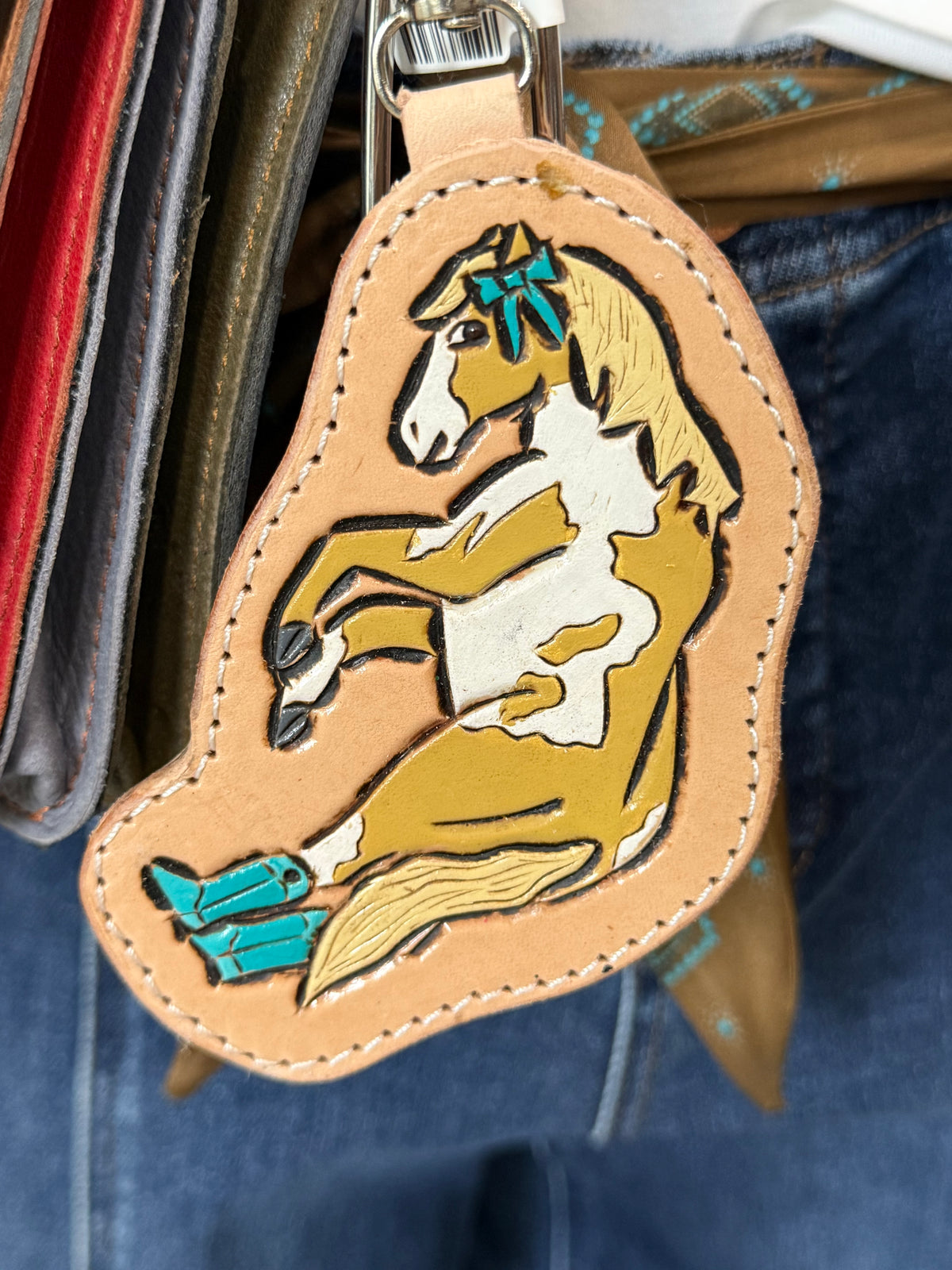 Palomino Paint & Turquoise Boots Keychain/ Bag Charm