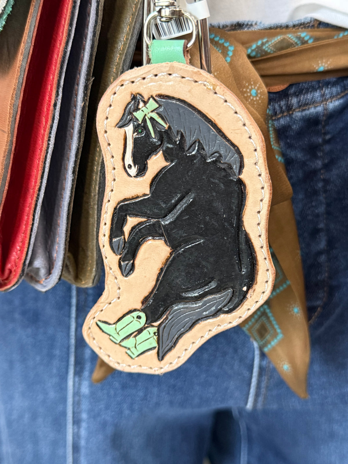 Black Horse & Teal Boots Keychain/Bag charm