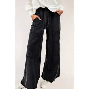 Black Wash drawstring Pants