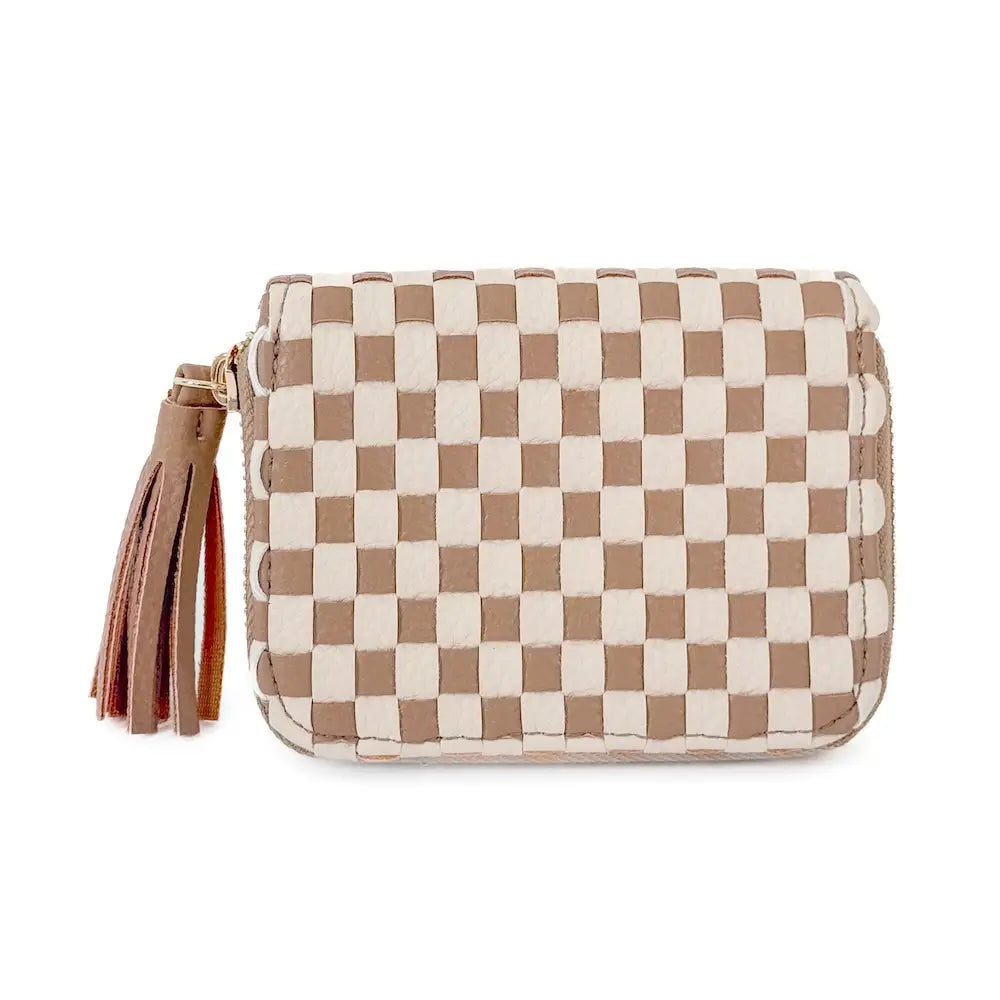Tan Checkered Wallet