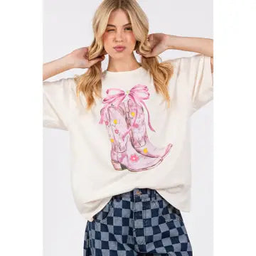 Pretty N Pink Boots Tee