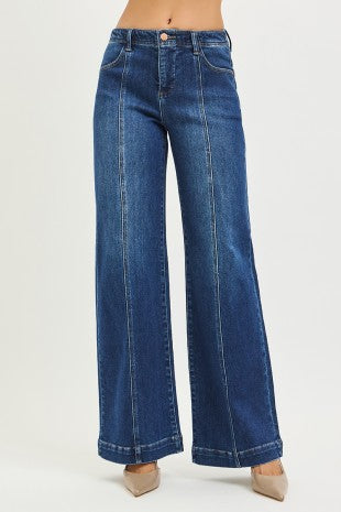 Risen Dark Wash Wide Leg Jeans