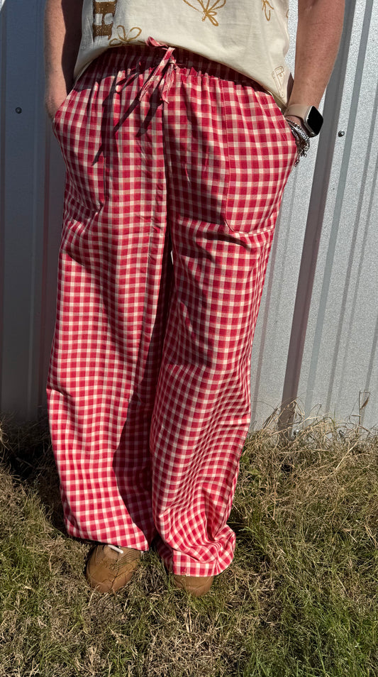 Red Gingham Pants