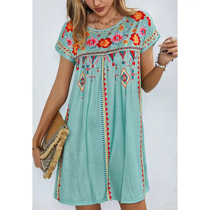 Turquoise Floral Dress