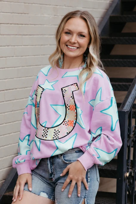 Neon Stars & Horseshoe Sweatshirt