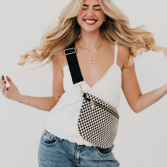 Black Checkered Bum Bag