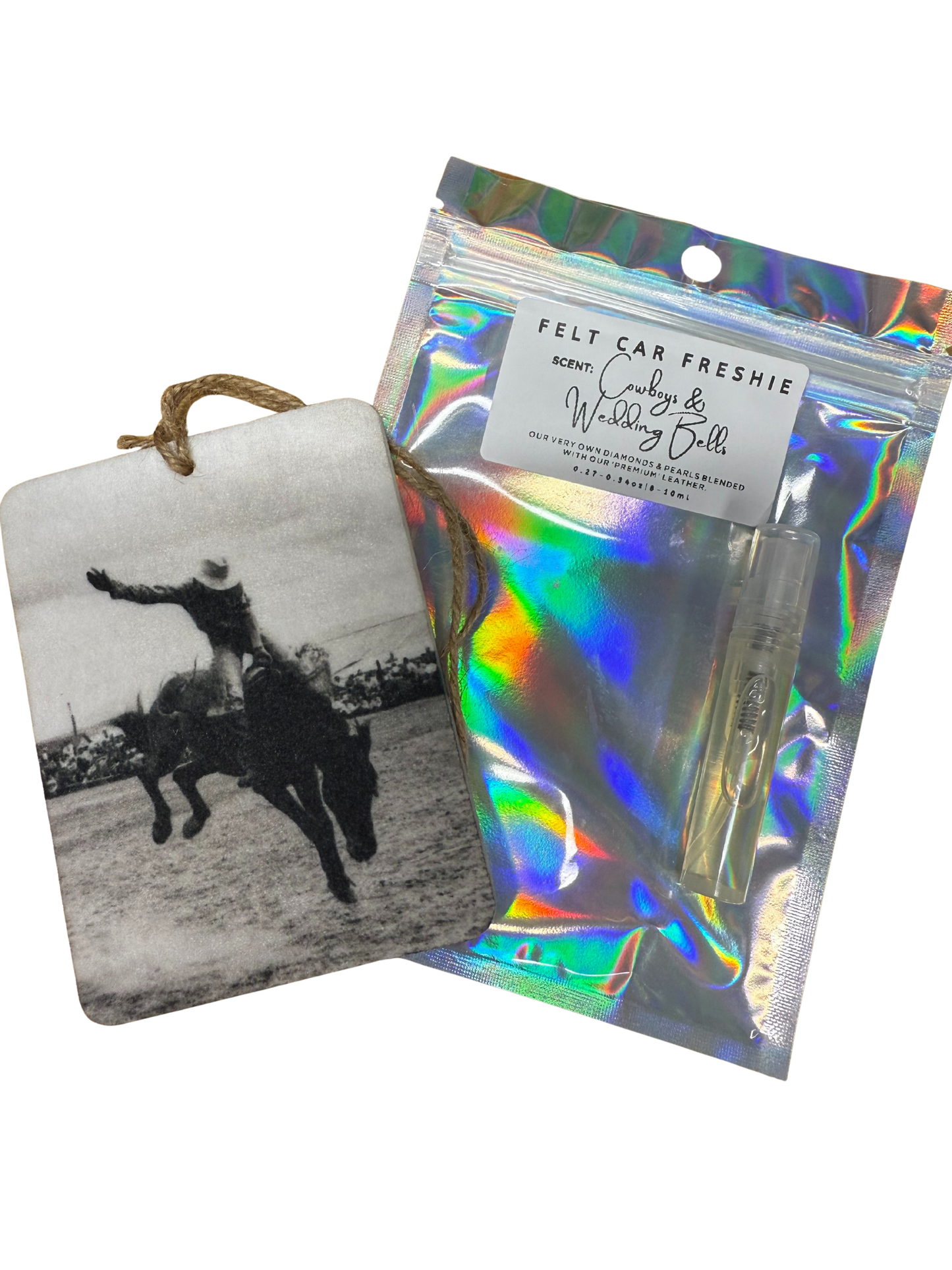 Cowboys & wedding Bells- Felt Car Freshies
