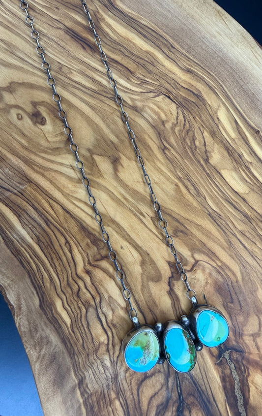 MR Sonoran Gold Turquoise Three Stone Necklace