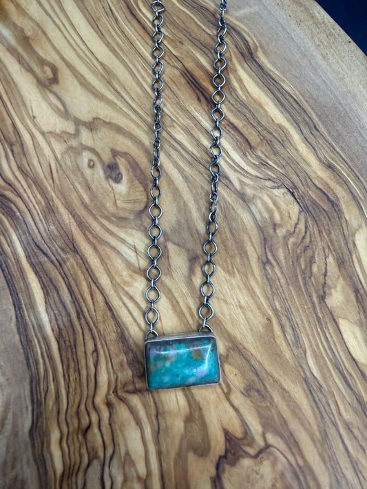 G.RIOS Smoooth Edge Dainty Turquoise Necklace 6.0