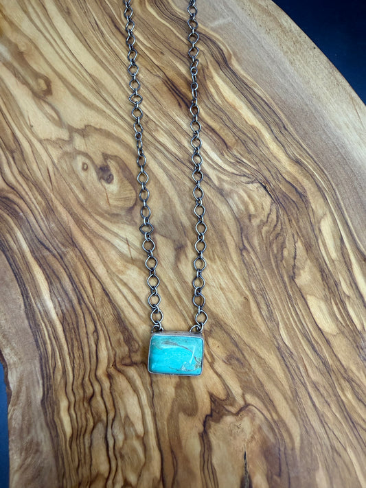 G.RIOS Smoooth Edge Dainty Turquoise Necklace 7.0
