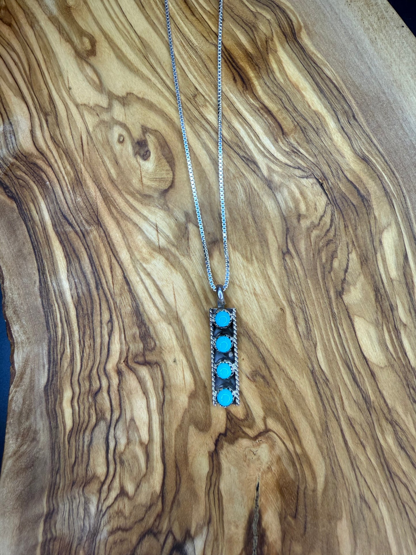 Vertical 4 Stone Turquoise Chain Necklace