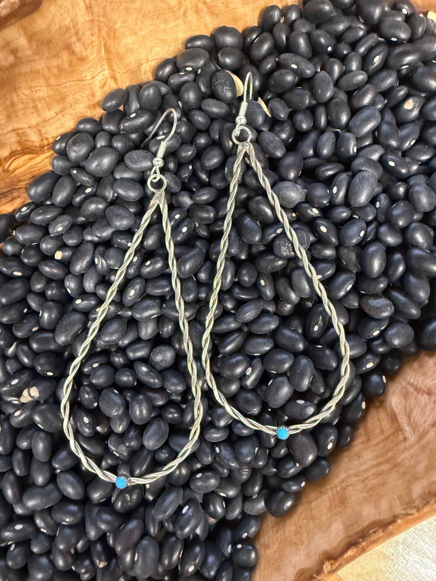 Rope Teardrop with Turquoise Stone Earrings