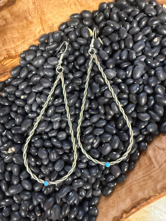 Rope Teardrop with Turquoise Stone Earrings