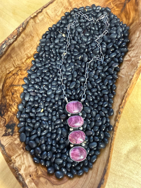 Purple Spiny 4 Stone Necklace