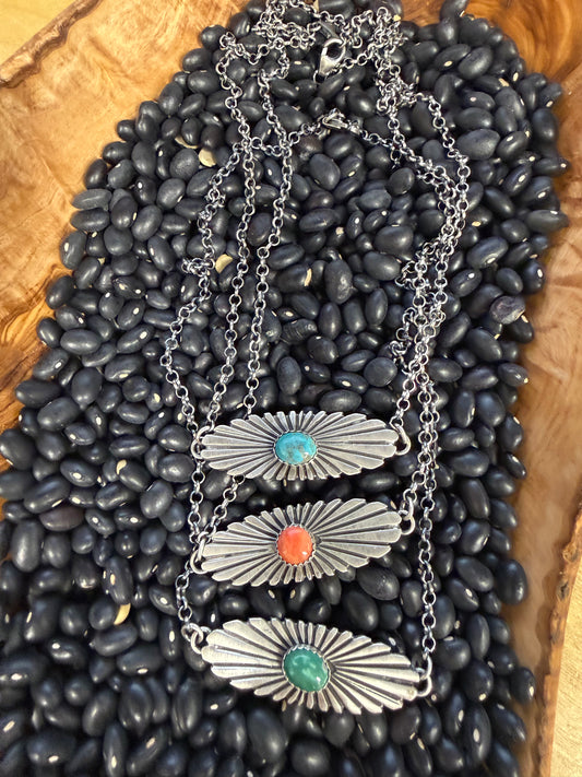 Oval Concho Necklace with stone