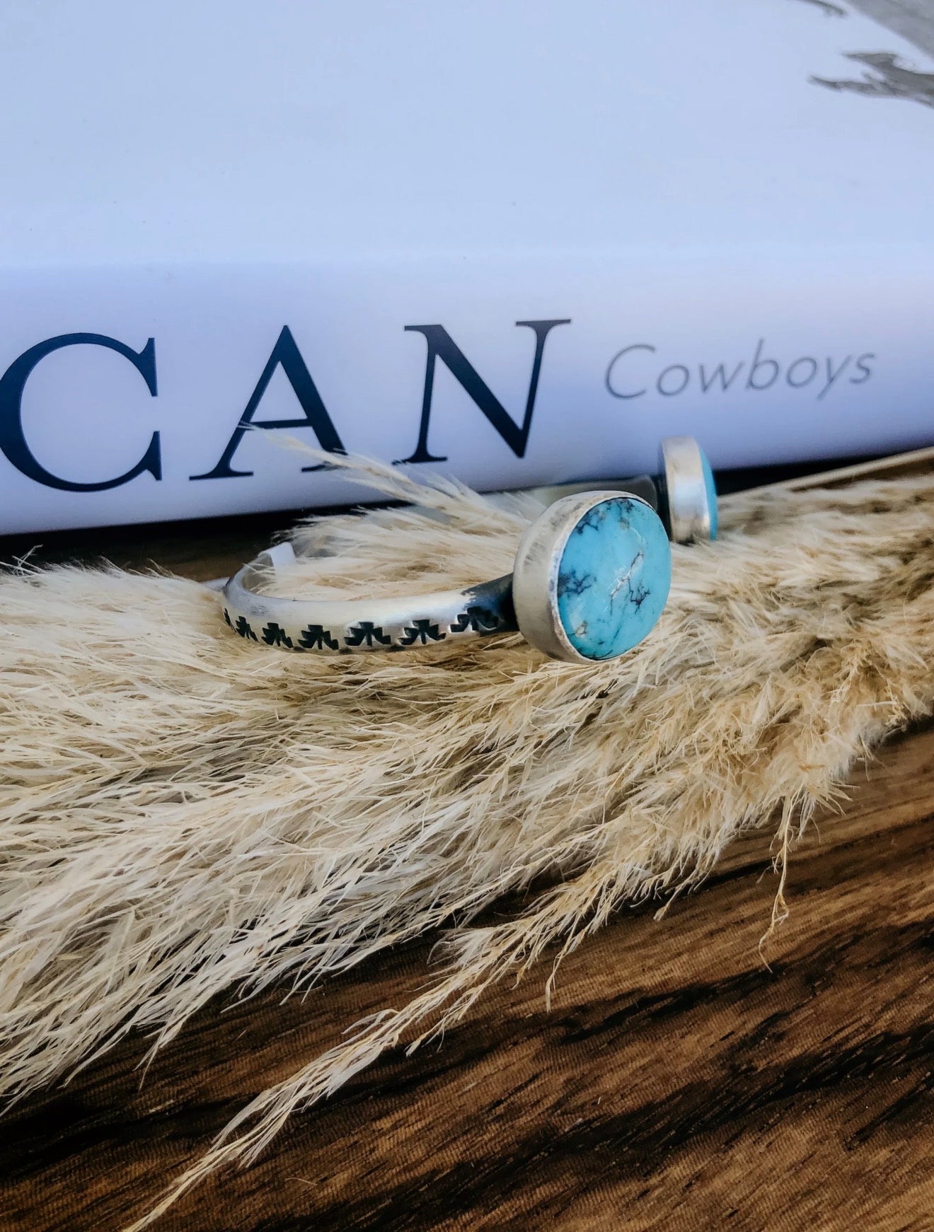 Oval Sterling Silver Floating Turquoise Cuff