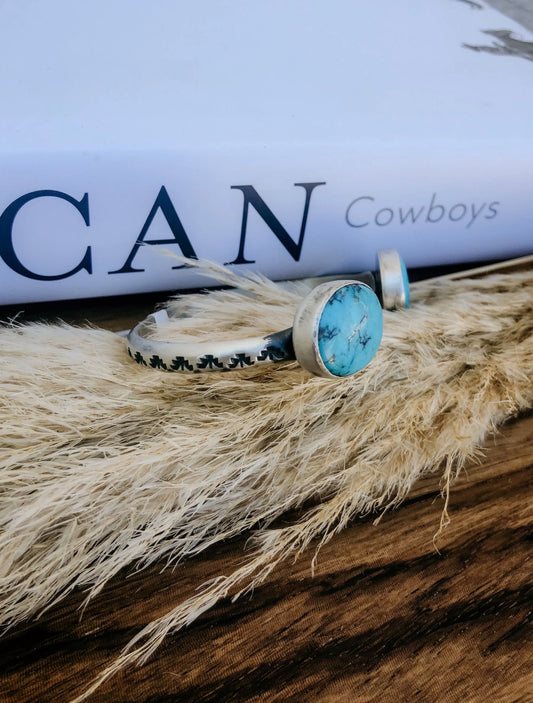 Oval Sterling Silver Floating Turquoise Cuff