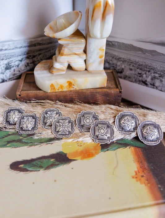 The Sutton Stamped Square Concho Earrings