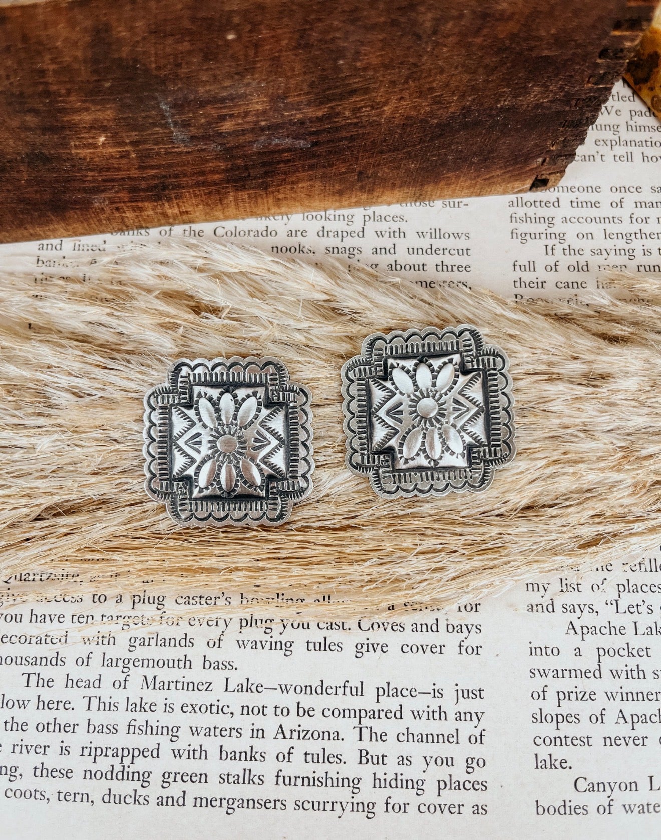 The Sutton Stamped Square Concho Earrings