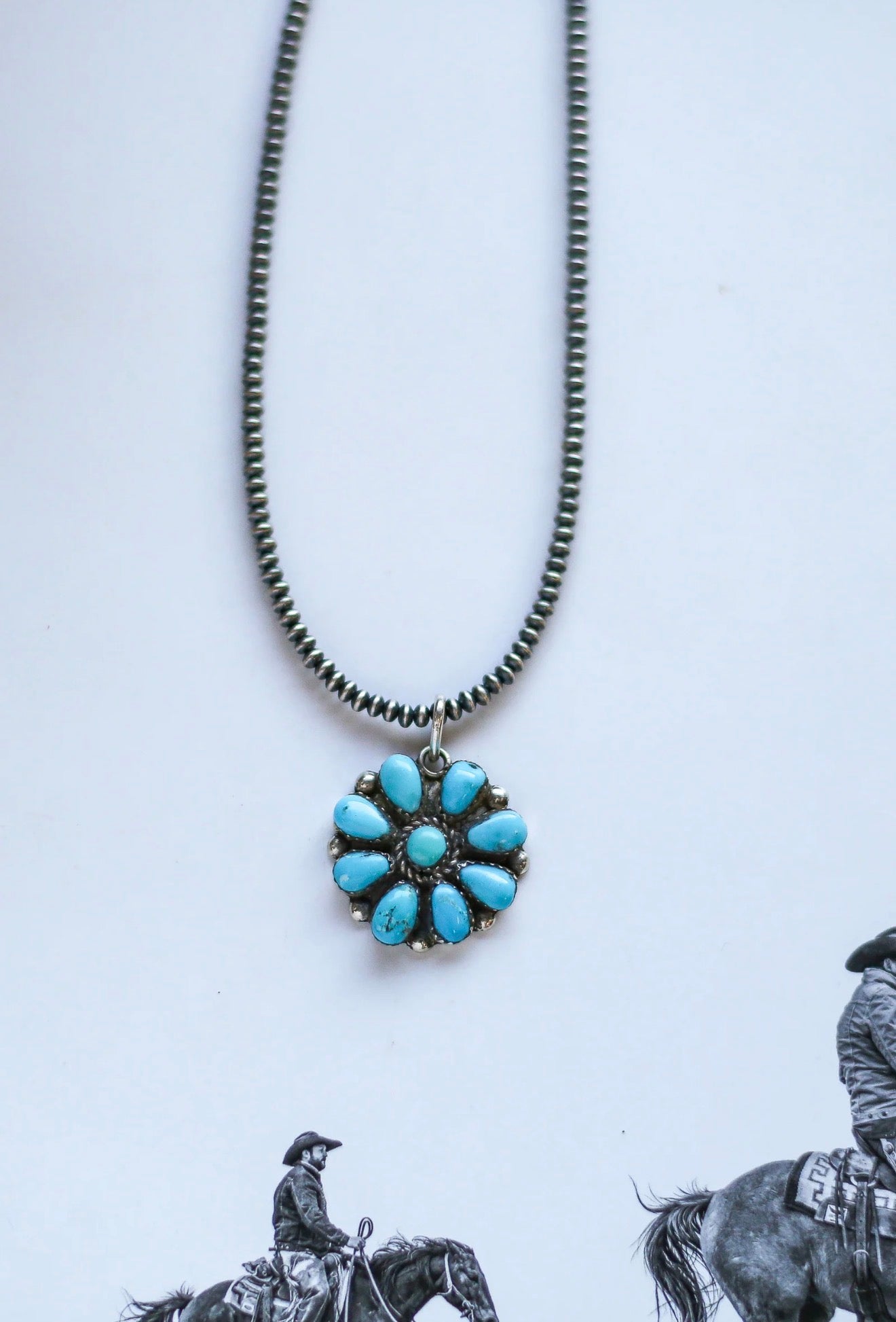 M.A. Turquoise Flower Cluster Pendant 3.0