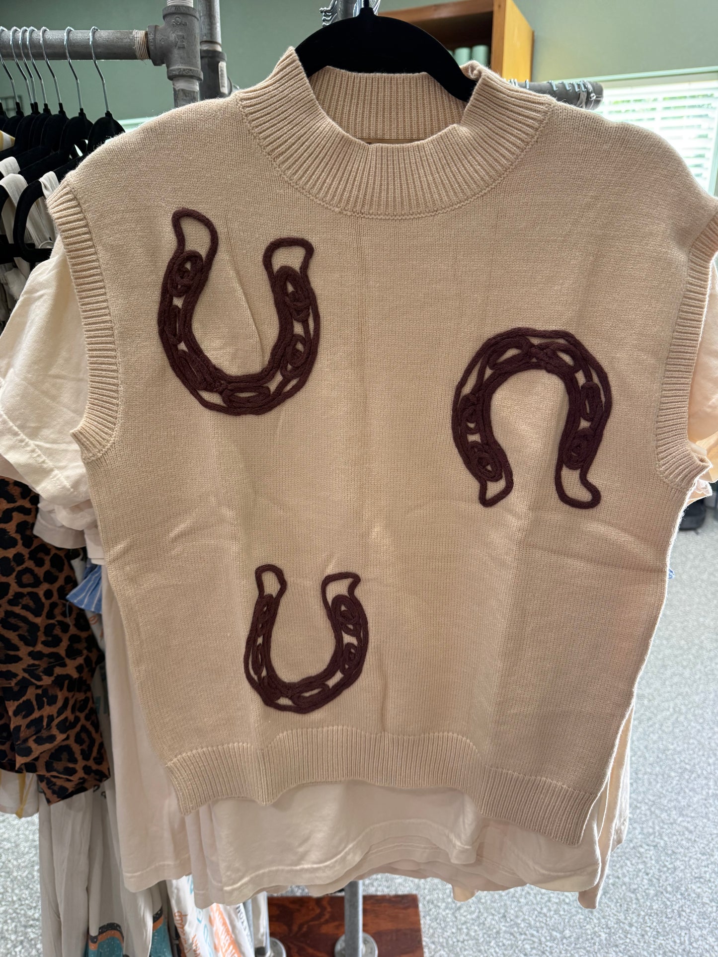 Brown And Tan Horseshoe Sweater