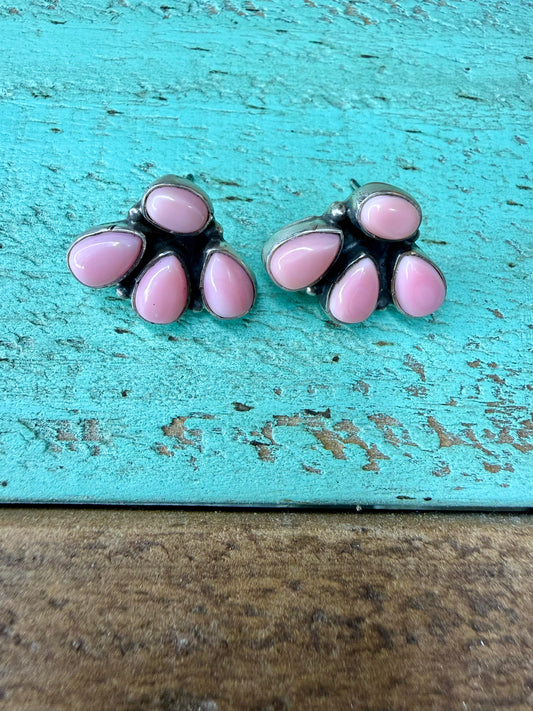 James Pink Conch 4 Stone Earrings