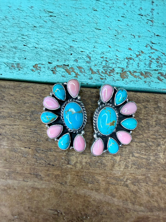Kingman & Pink Conch Half Cluster
