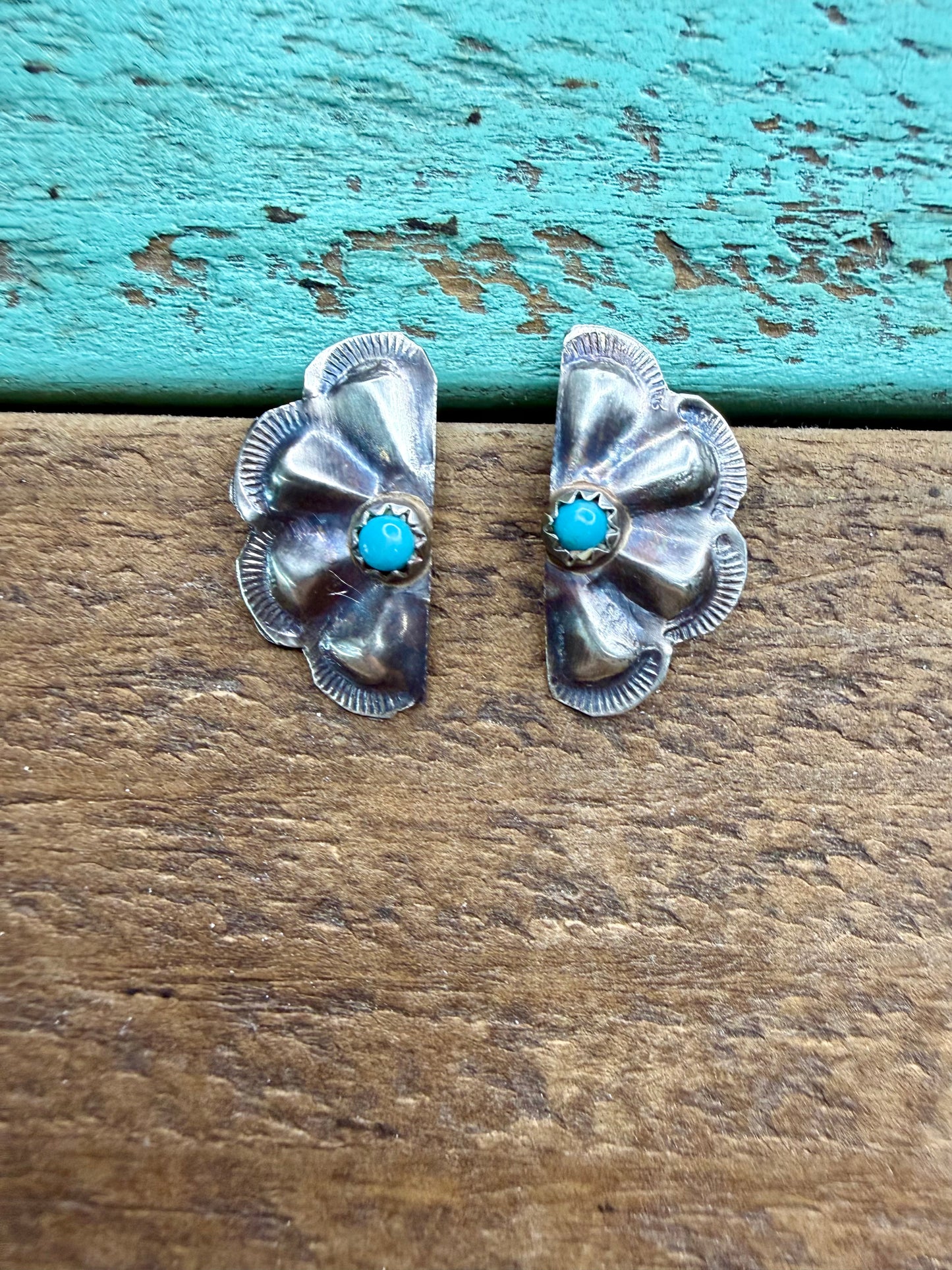 Silver Flower & Kingman Earrings