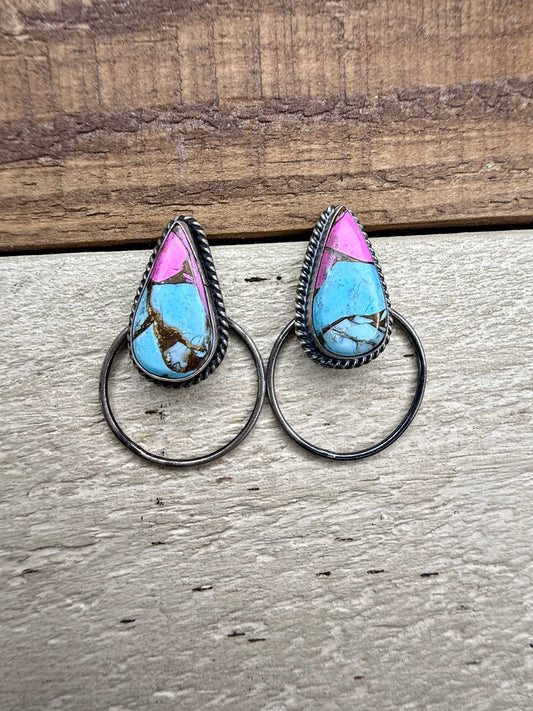 Teardrop Cotton Candy Hoops Earrings