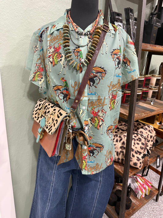 Howdy Buckin Horse Sheer Top