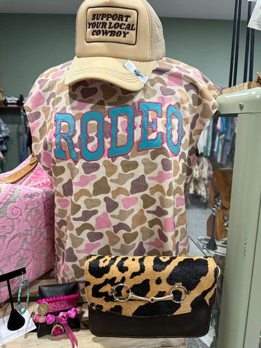Pink Camo Rodeo Embroidered Top