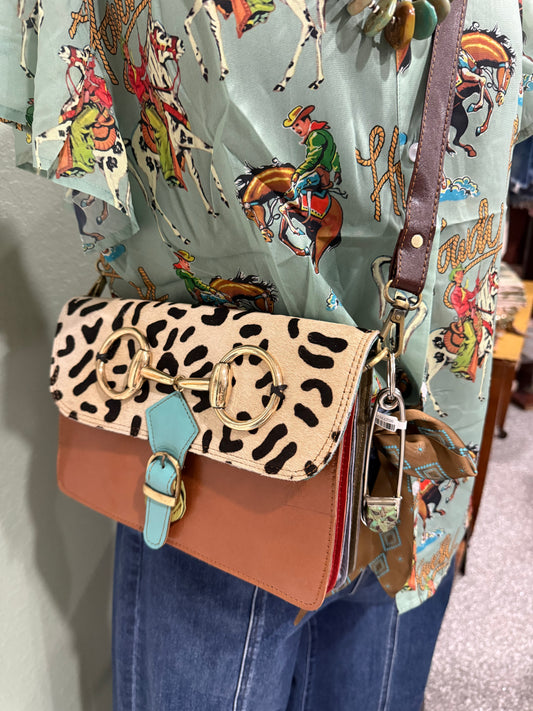 Brown Turquoise And Cheetah Bit Purse