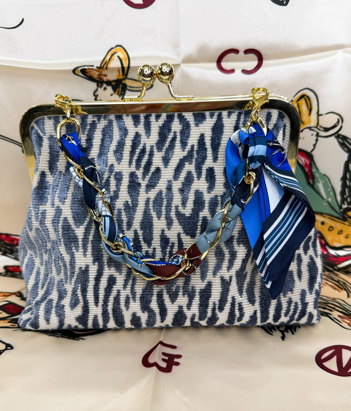 The Coco Blue Cheetah Chenille