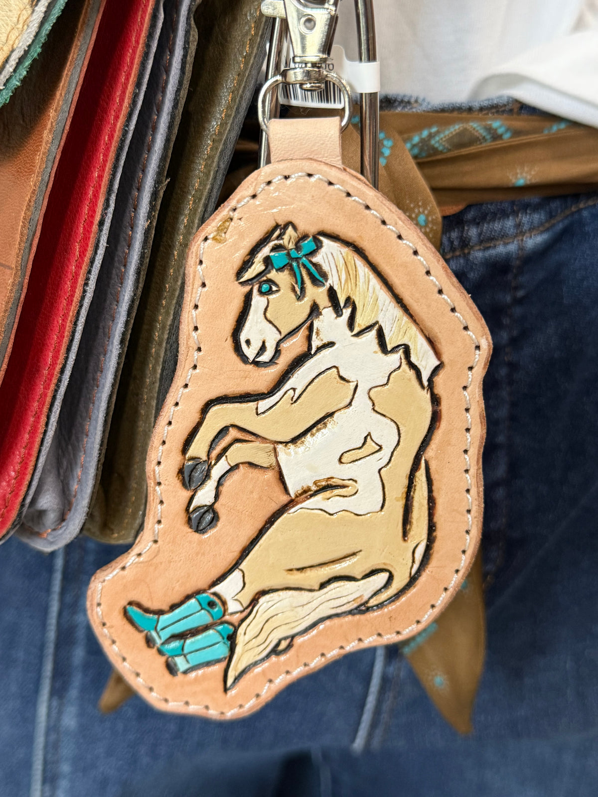 Palomino Paint & Turquoise Boots Keychain/ Bag Charm