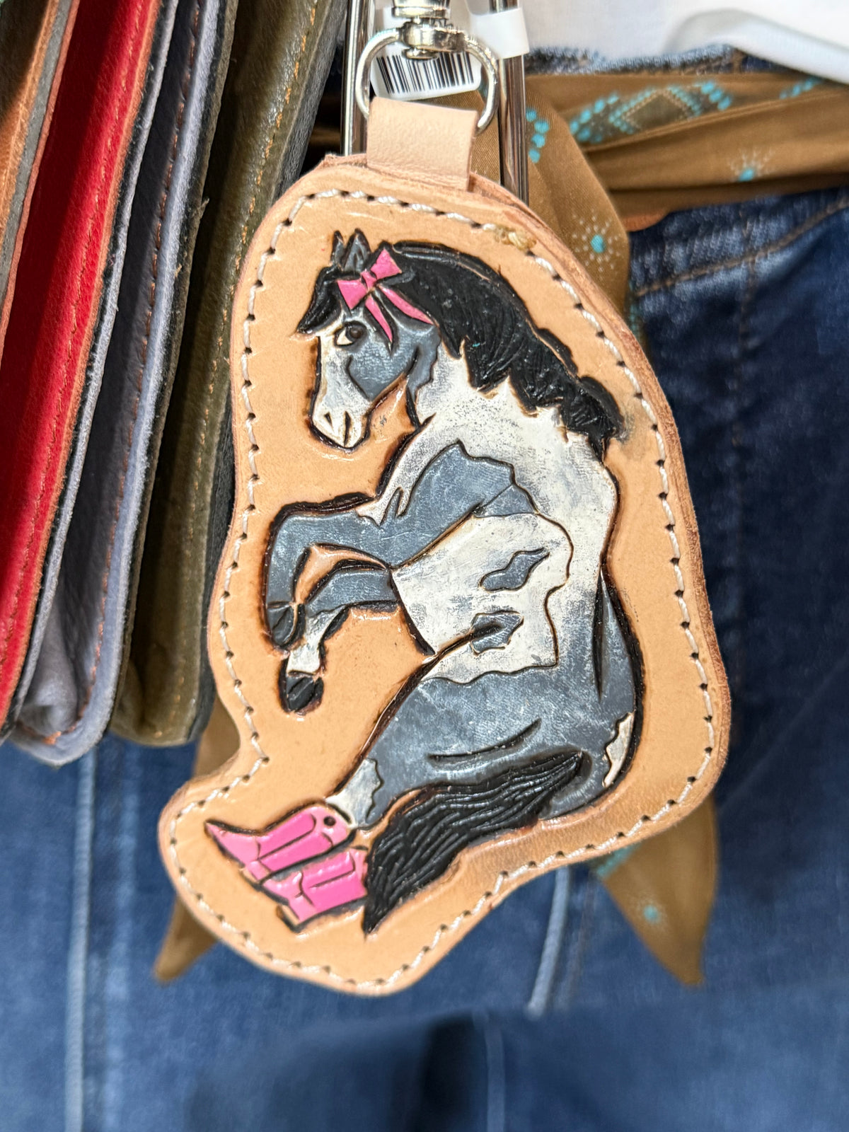 painted and pink boots keychain/bag charm
