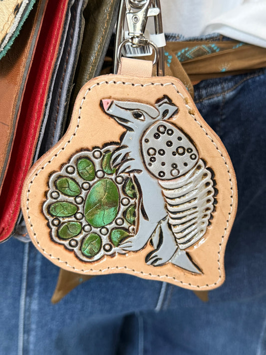 Dillo & Sonoran Tooled Keychain/Bagcharm