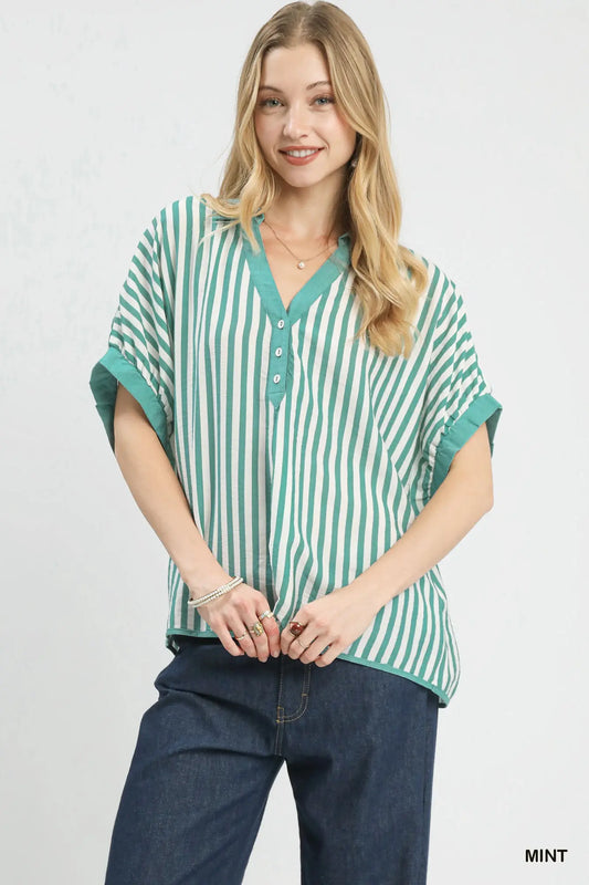 Mint Stripes Top