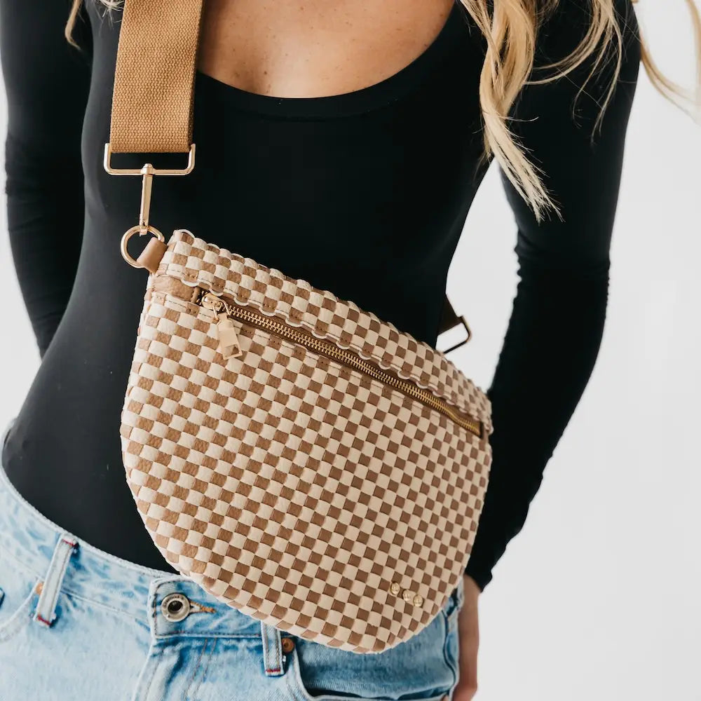 Tan Checkered Bum Bag
