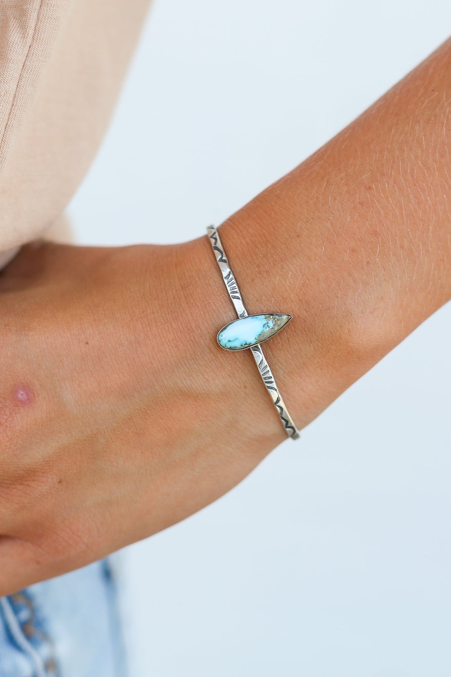 The Prescott Single Stone Stamped Cuff