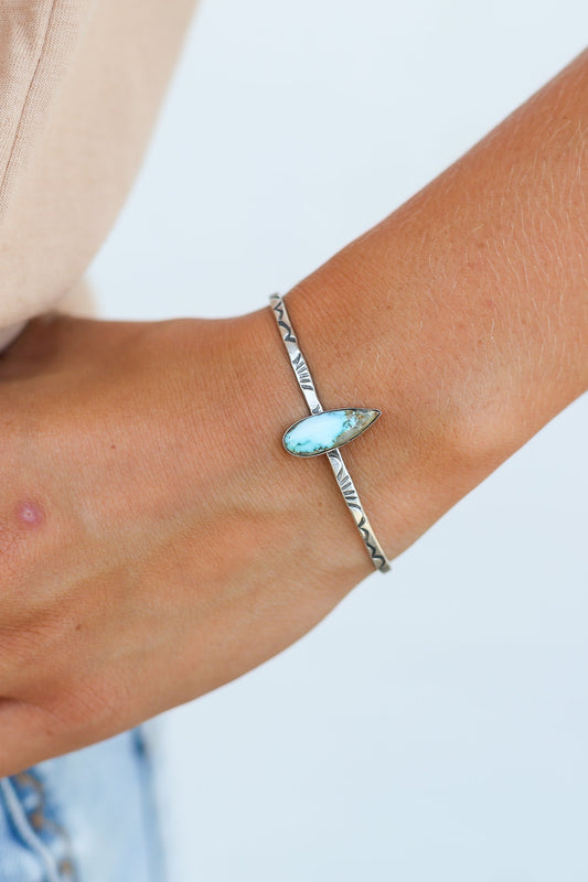 The Prescott Single Stone Stamped Cuff