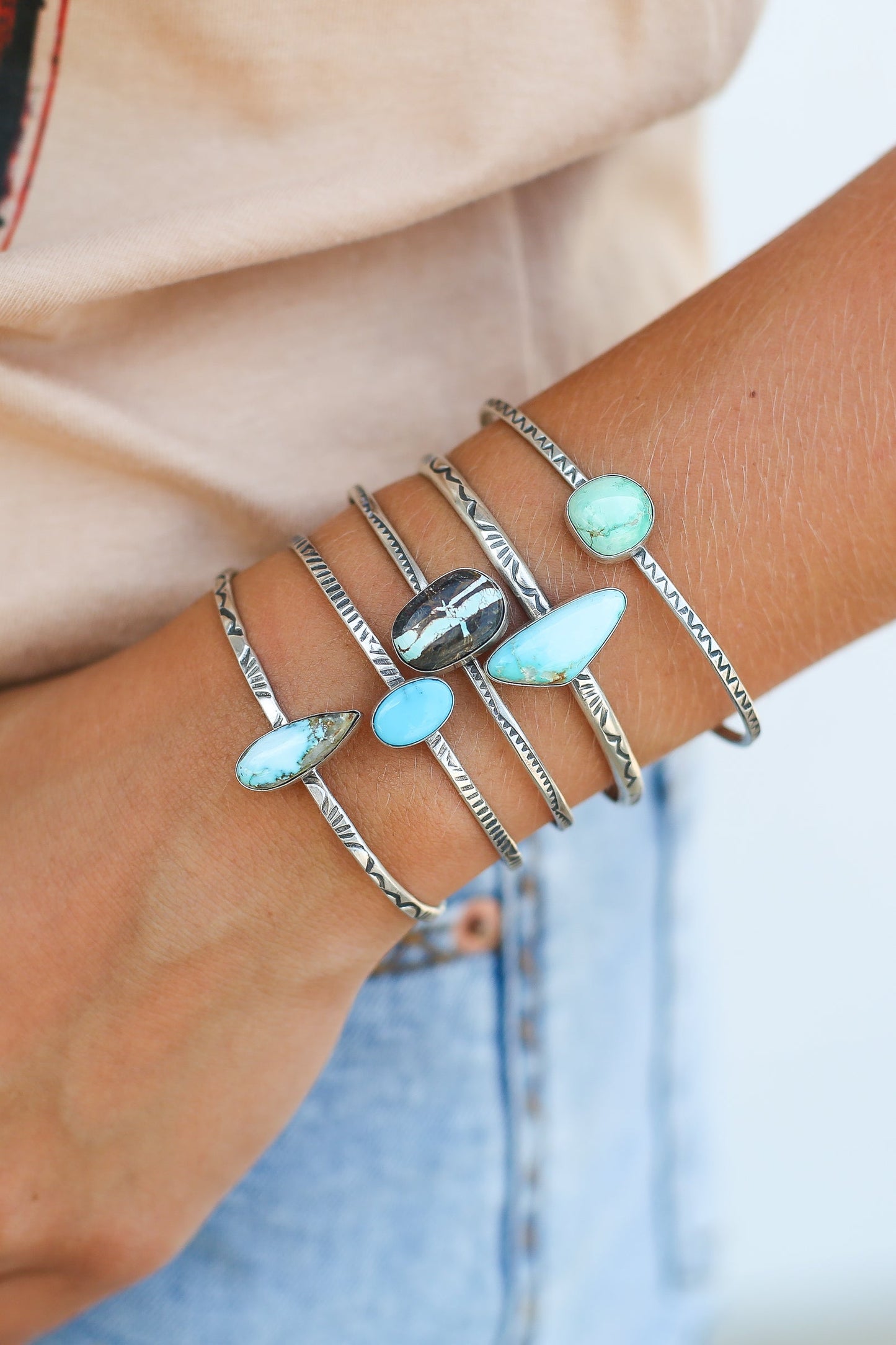 The Prescott Single Stone Stamped Cuff