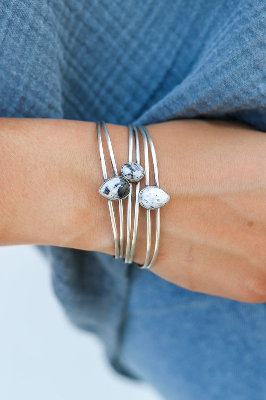 White Buffalo Teardrop Stacker Cuff